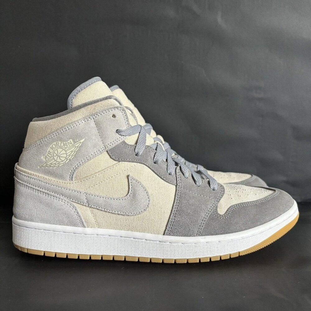 Air Jordan 1 SE Mid Coconut Milk Particle Grey Shoes - Size 12